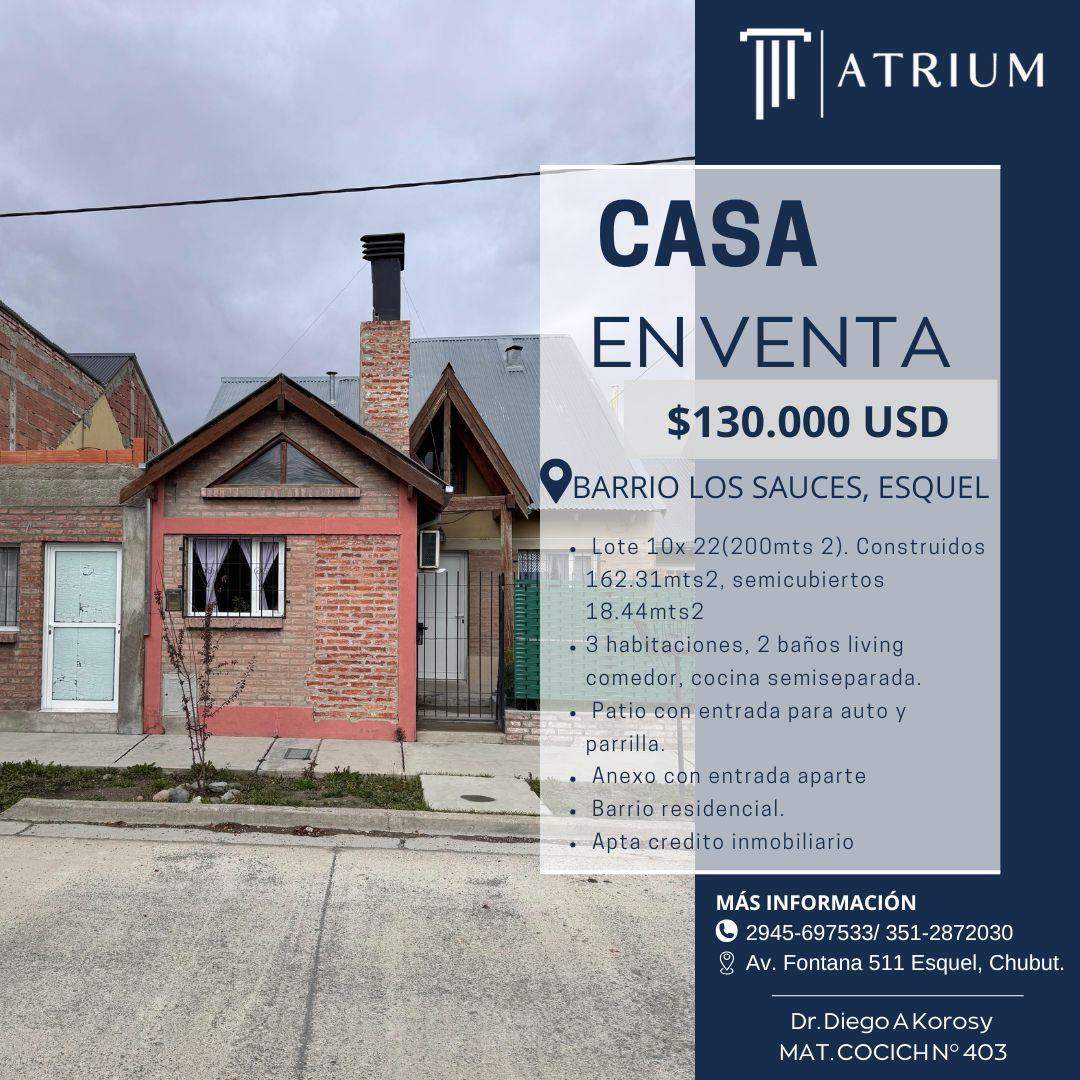 Casa en Venta - Oportunidad Única en Barrio Los Sauces, Esquel - Apta para crédito hipotecario.