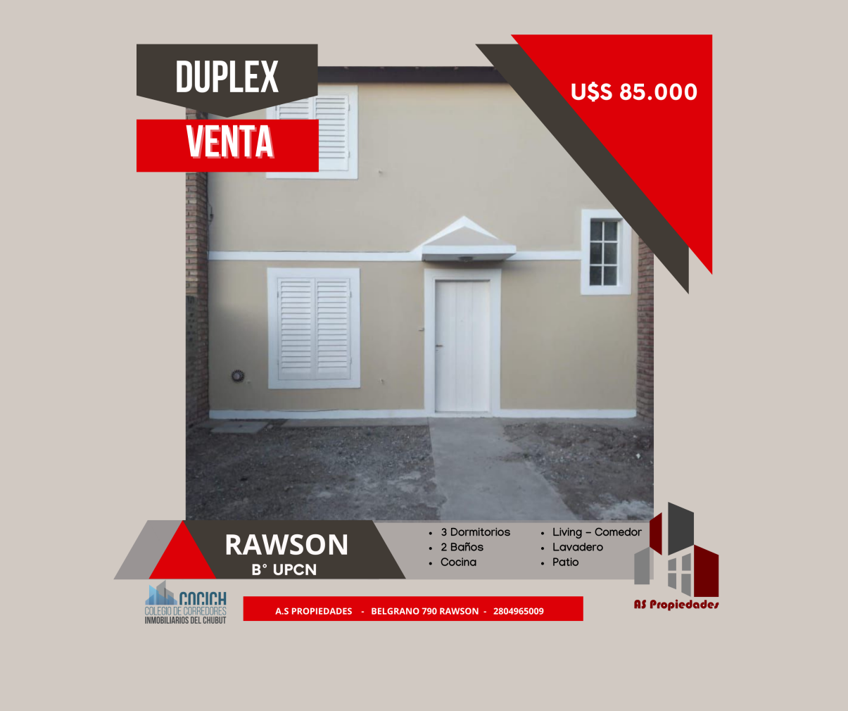 AMPLIO DUPLEX EN VENTA EN RAWSON